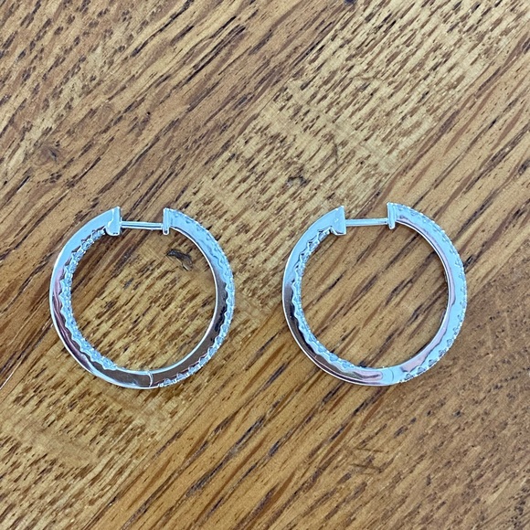 Lafonn Sterling Silver & Simulated Diamond Hoop Earrings - Picture 4 of 6